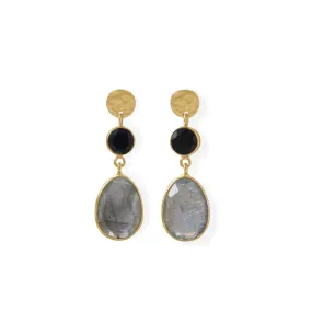 Black Onyx and Labradorite Earrings