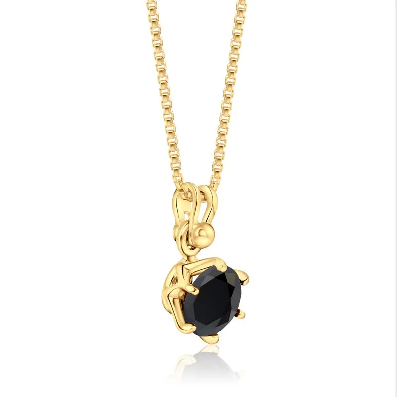 14K Gold Plated Black Cz Pendant Necklace