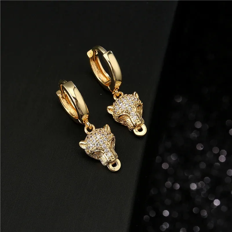 18K GP Micro-Pave CZ Leopard Panther Hoop Earrings