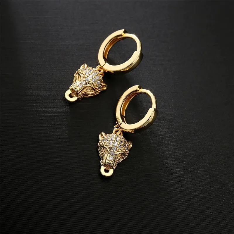 18K GP Micro-Pave CZ Leopard Panther Hoop Earrings