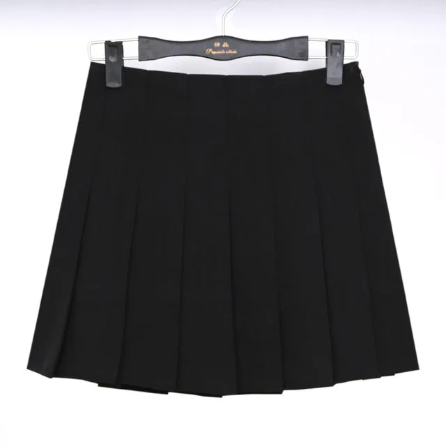 2017 High Waist Lolita Denim Pleated skirts Harajuku girls A-line Mini Sailor Skirt Large Size Japanese school uniform Skirts