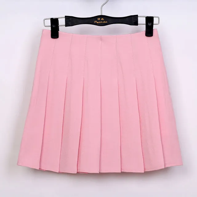 2017 High Waist Lolita Denim Pleated skirts Harajuku girls A-line Mini Sailor Skirt Large Size Japanese school uniform Skirts