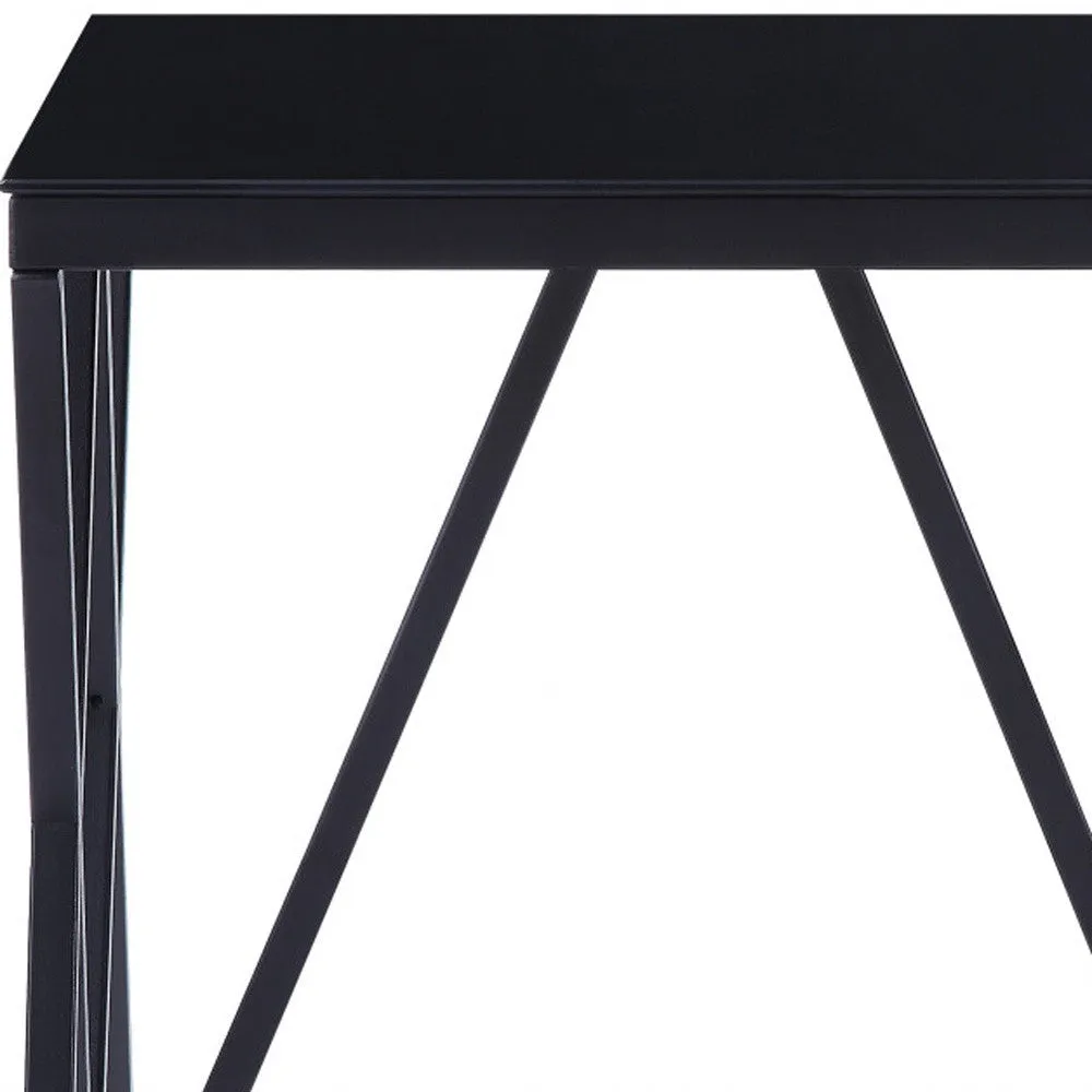 21" Black Glass And Metal Square End Table By Homeroots