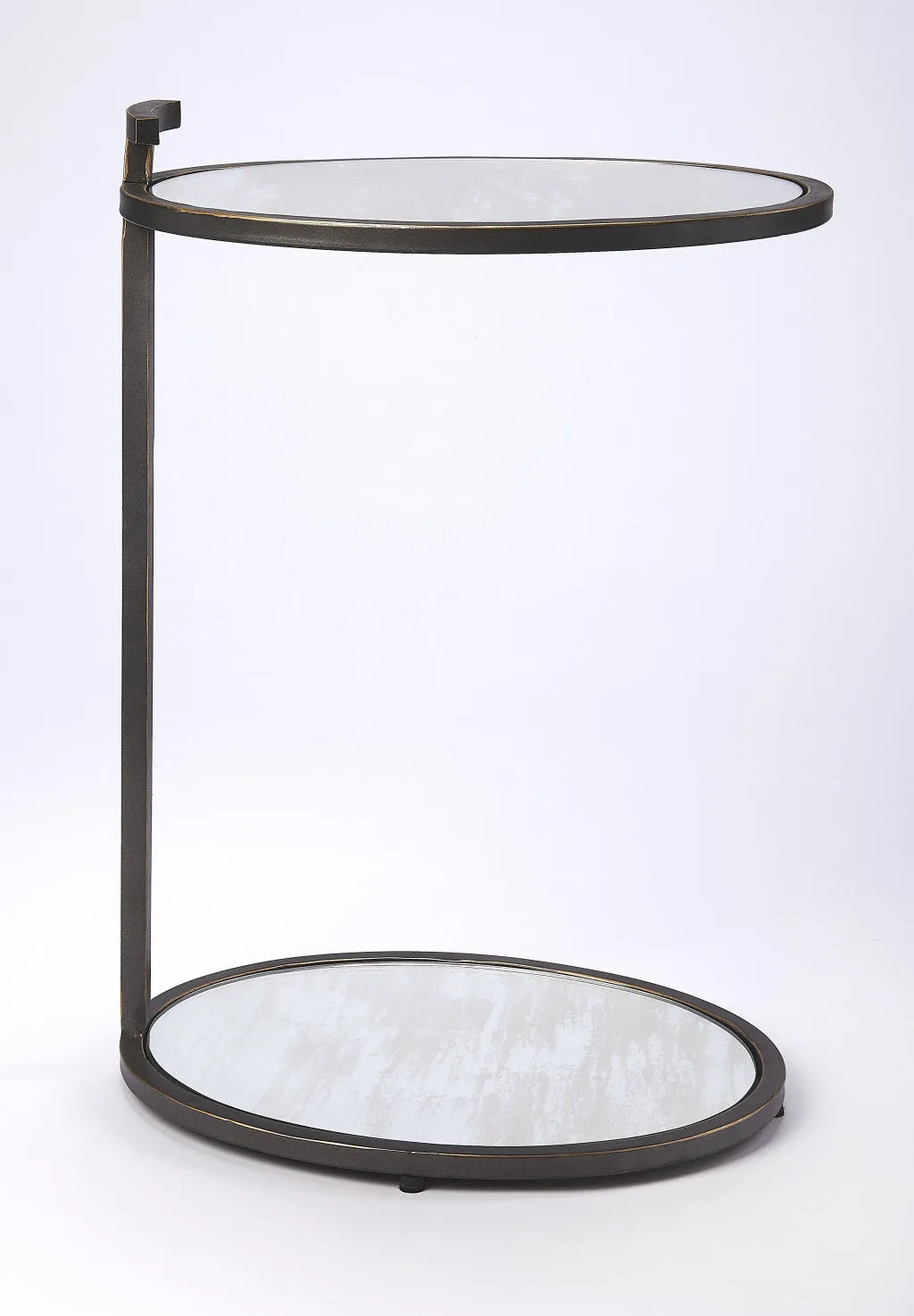 23" Black Mirrored Oval End Table With Shelf By Homeroots