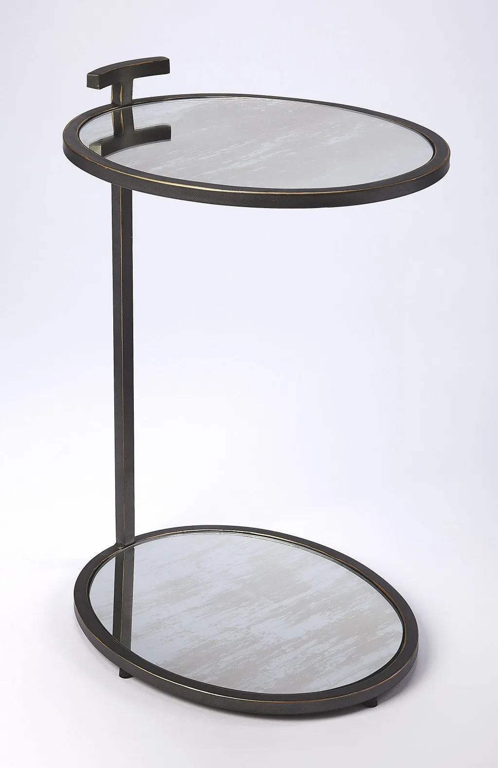 23" Black Mirrored Oval End Table With Shelf By Homeroots