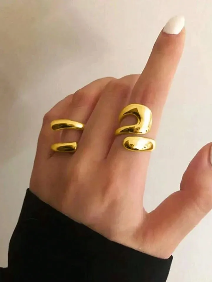 2pcs minimalist geometric ring in gold