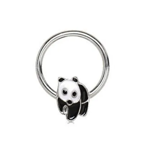 316L Stainless Panda Snap-in Captive Bead Ring / Septum Ring