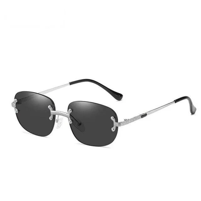 90s Vintage Rimless Fashion Small Oval UV400 Sunglasses for Women