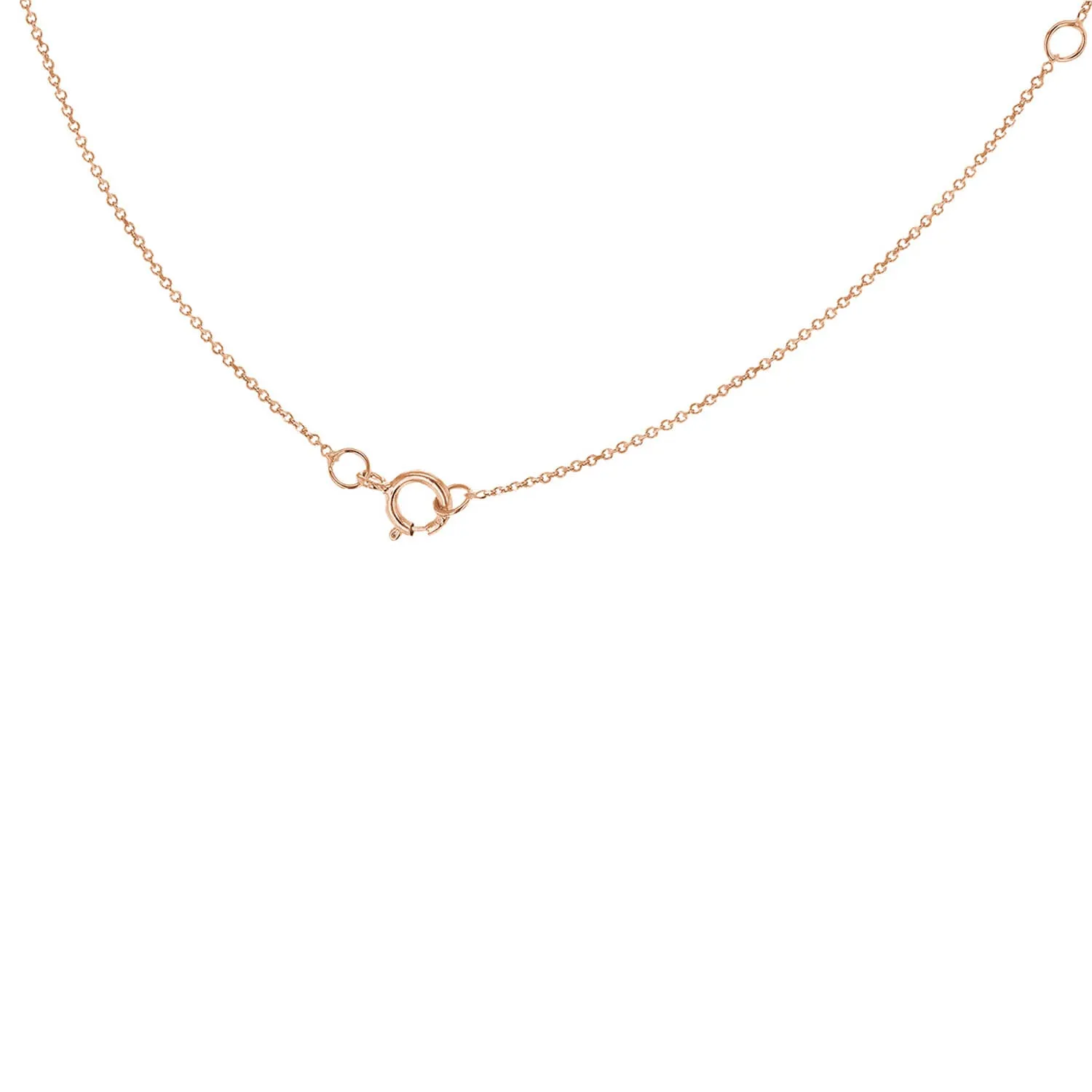 9K Rose Gold 'O' Initial Adjustable Letter Necklace 38/43cm