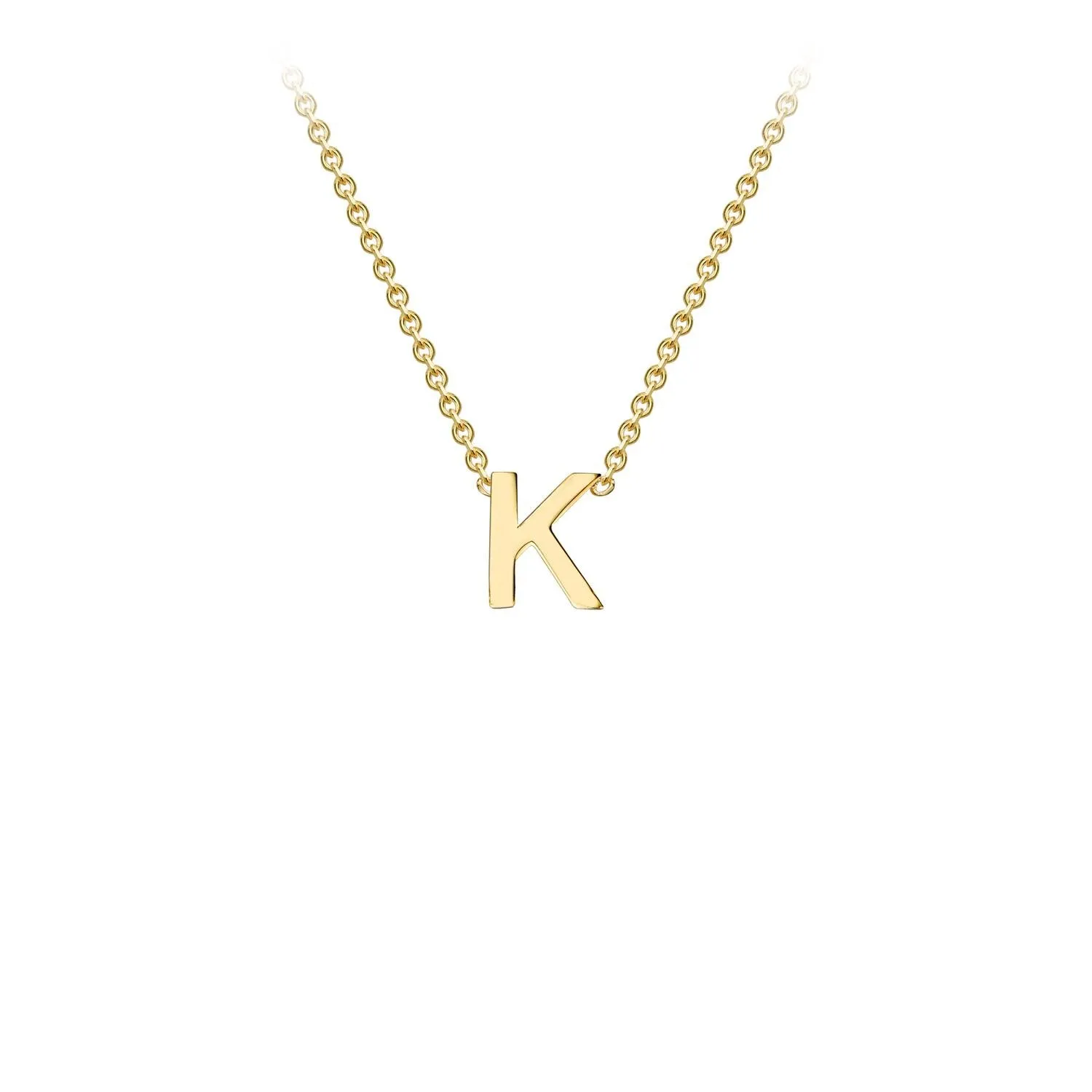 9K Yellow Gold 'K' Initial Adjustable Letter Necklace 38/43cm