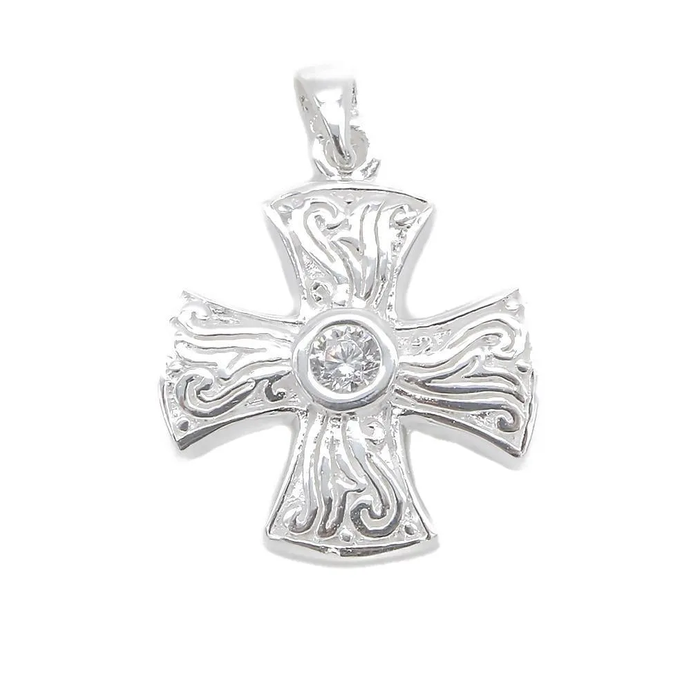 Akasha Silver Cross Charm with Cubic Zirconia