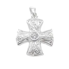 Akasha Silver Cross Charm with Cubic Zirconia