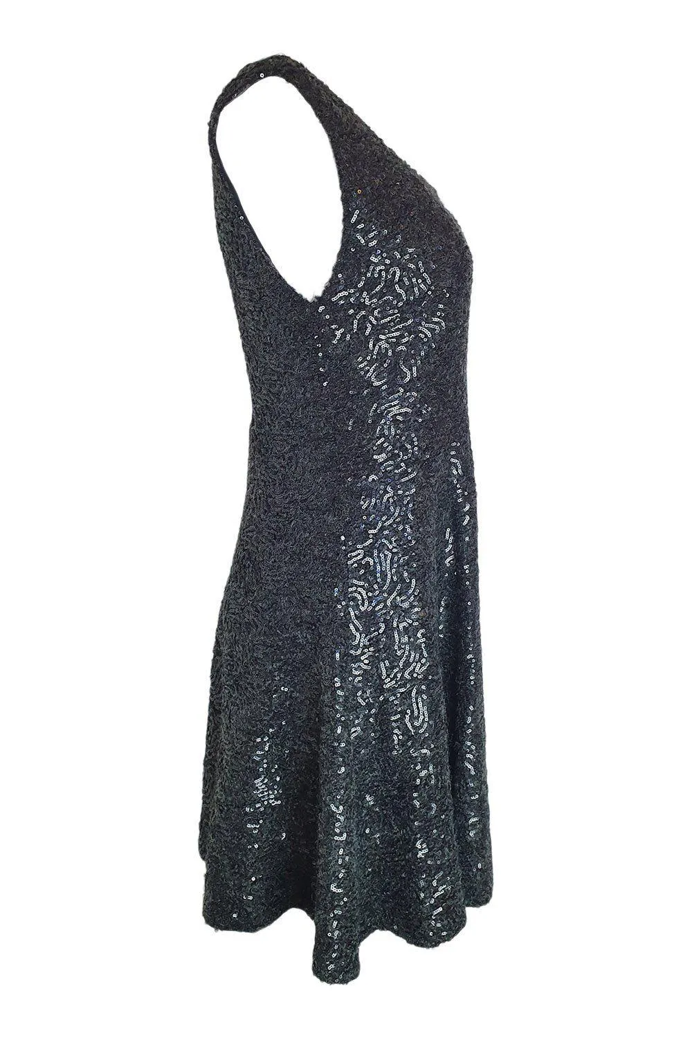 ALICE   OLIVIA Black Sequin Lace Back Fit and Flare Mini Dress (8)