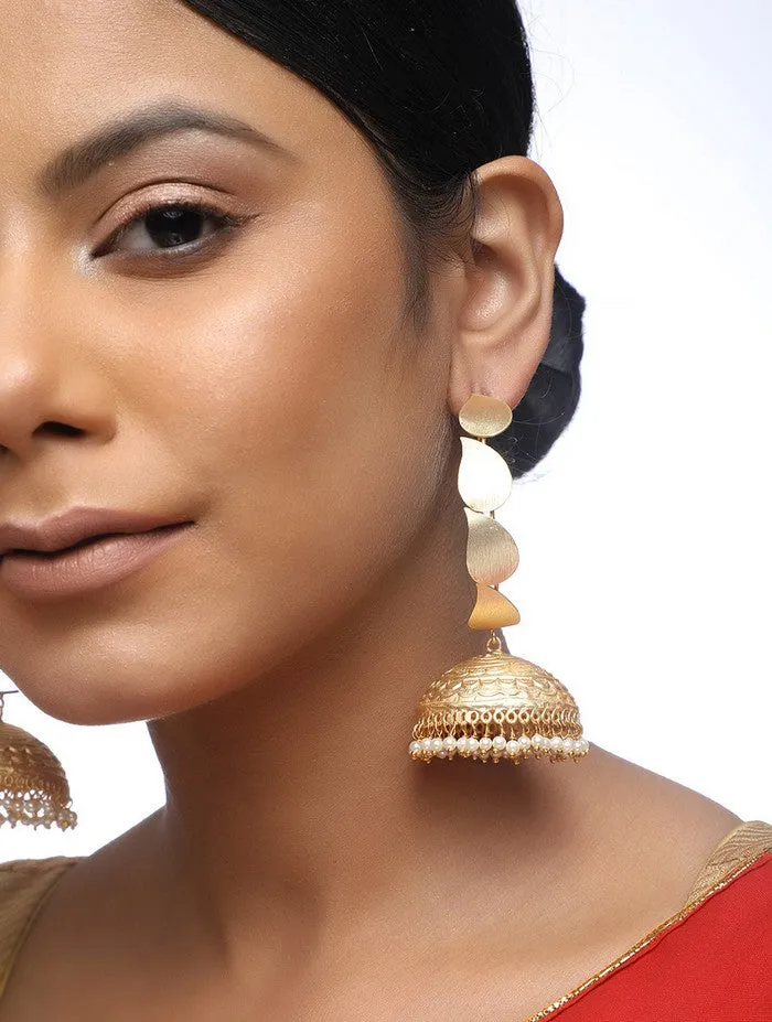 Alloy Jhumka Earrings in Gold