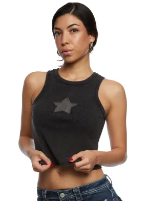 Almost Famous Ribbed Star Graphic Tank Top