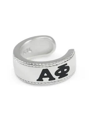 Alpha Phi Sterling Silver Ear Cuff with Black Enamel Greek letters