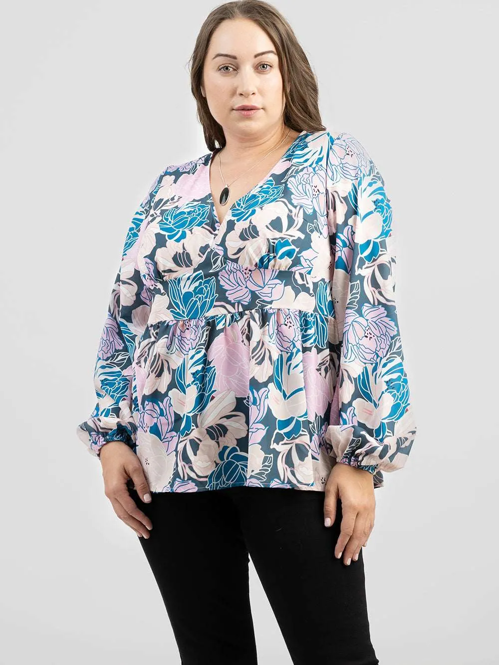 American Bling Women Floral Print Long Sleeves Top