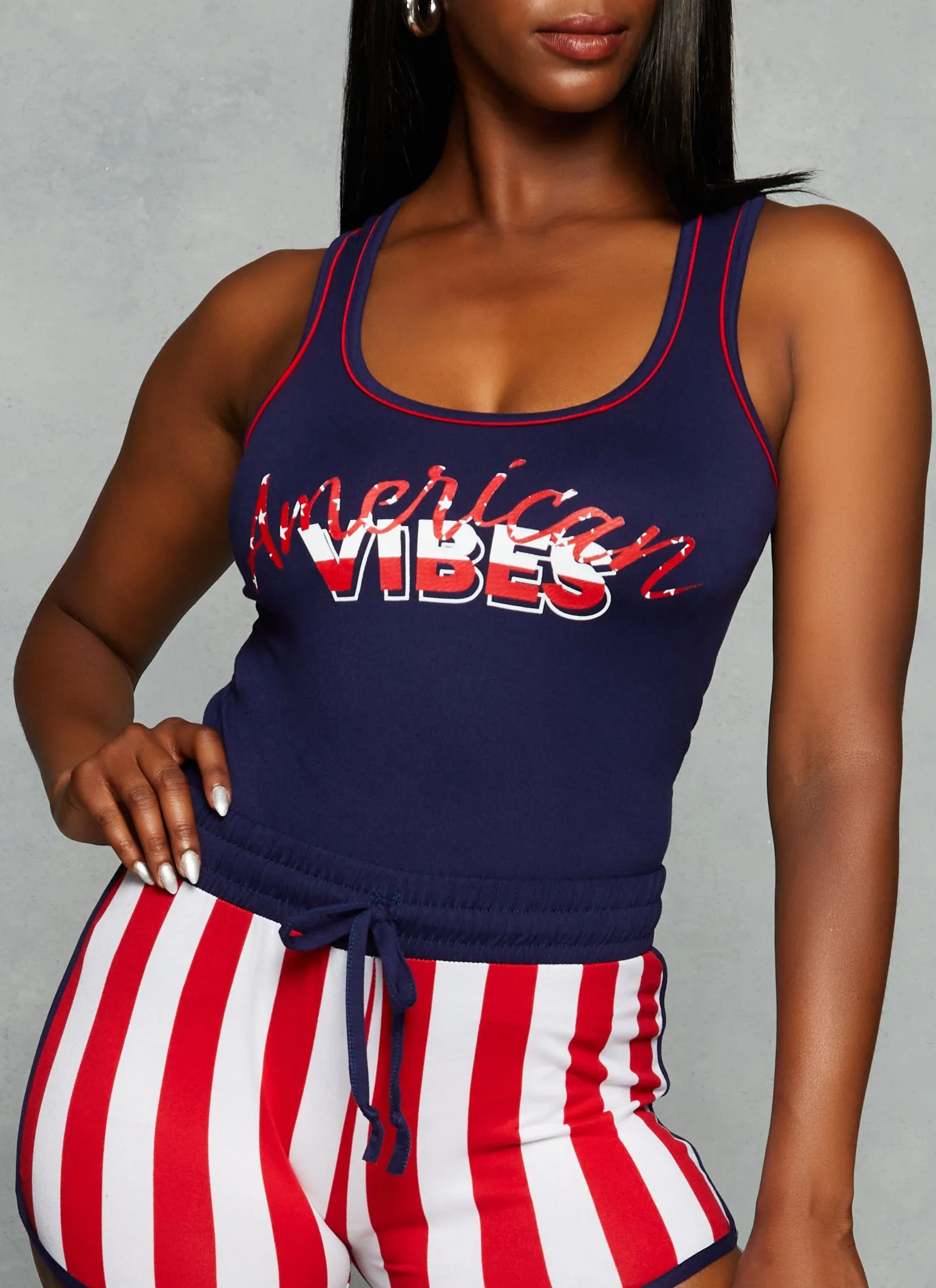 American Vibes Contrast Trim Tank Top