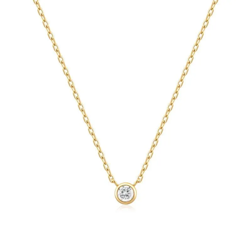 Ania Haie Gold Round Solitaire Cubic Zirconia Necklace