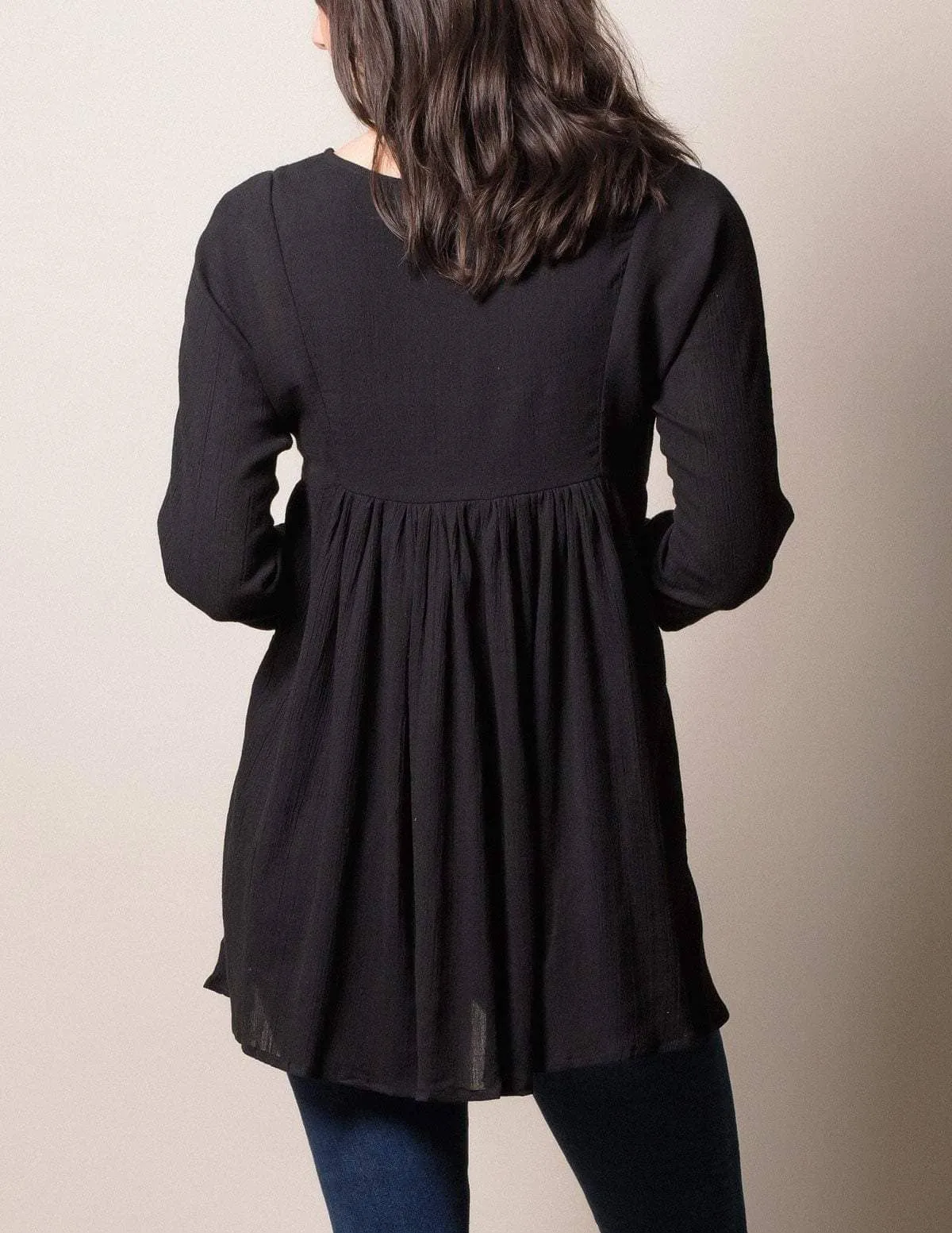 Anika Embroidered Tunic - Black - XL Only - As-Is-Clearance