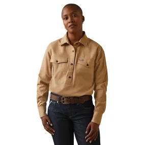 Ariat Womens Half Button L/S Workshirt Khaki