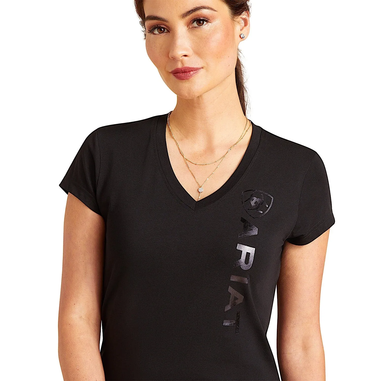 Ariat Women's Vertical Logo V T-Shirt - Black