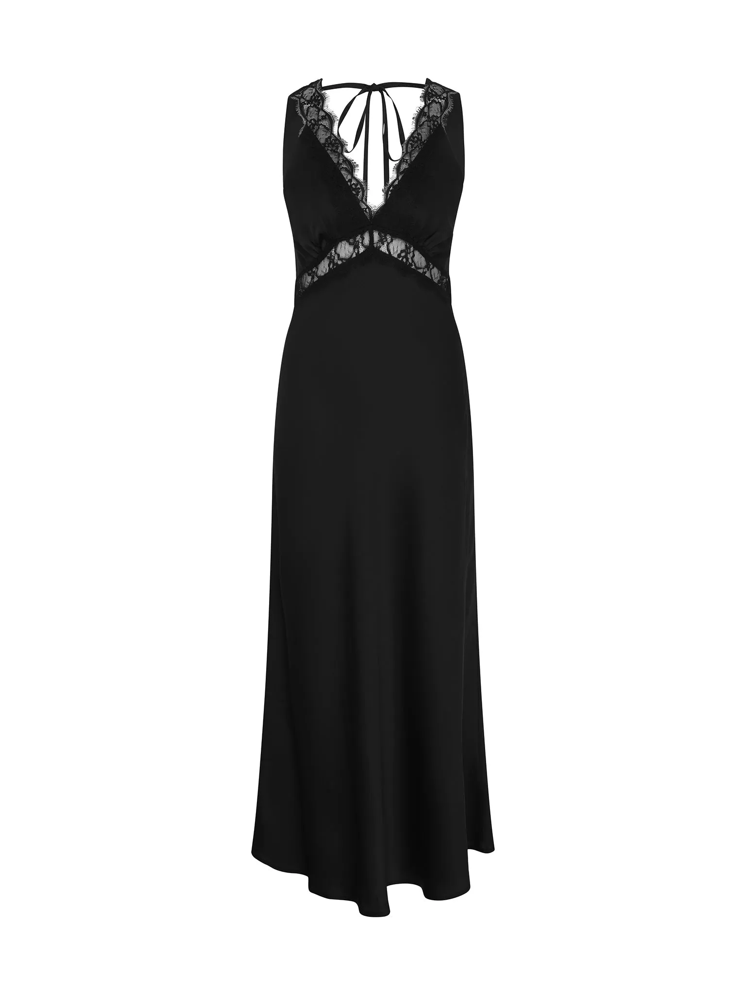 Aurelia Lace Trim Maxi Dress in Black