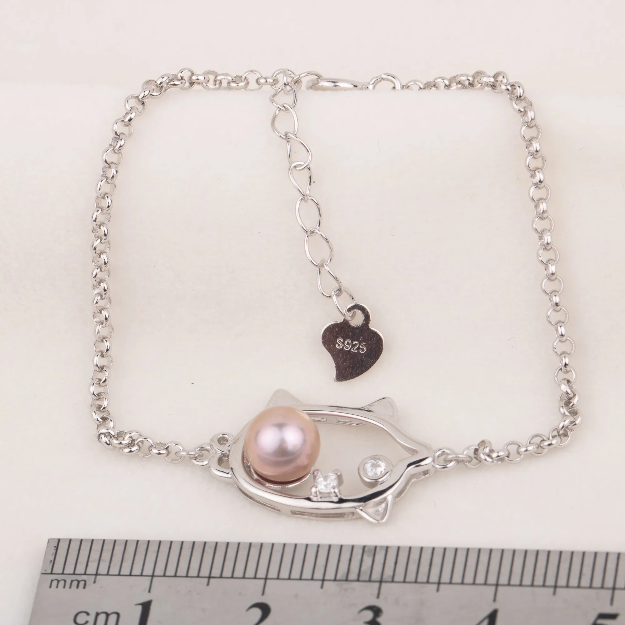 b030146 DIY 7-8mm Natural Freshwater pearl bracelet accessory 925 sterling silver adjustable chain bracelet for women