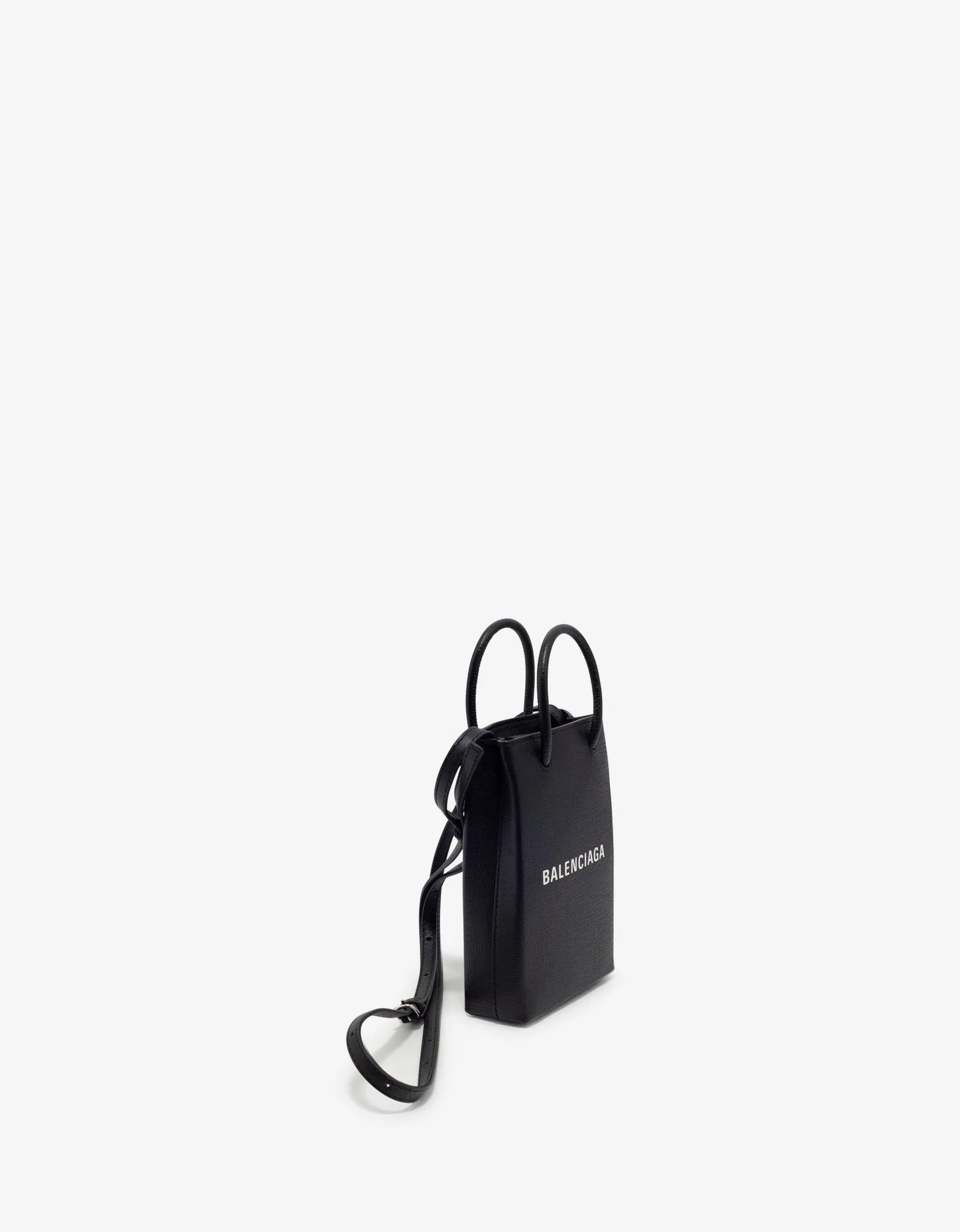 Balenciaga Black Shopping Phone Holder Bag