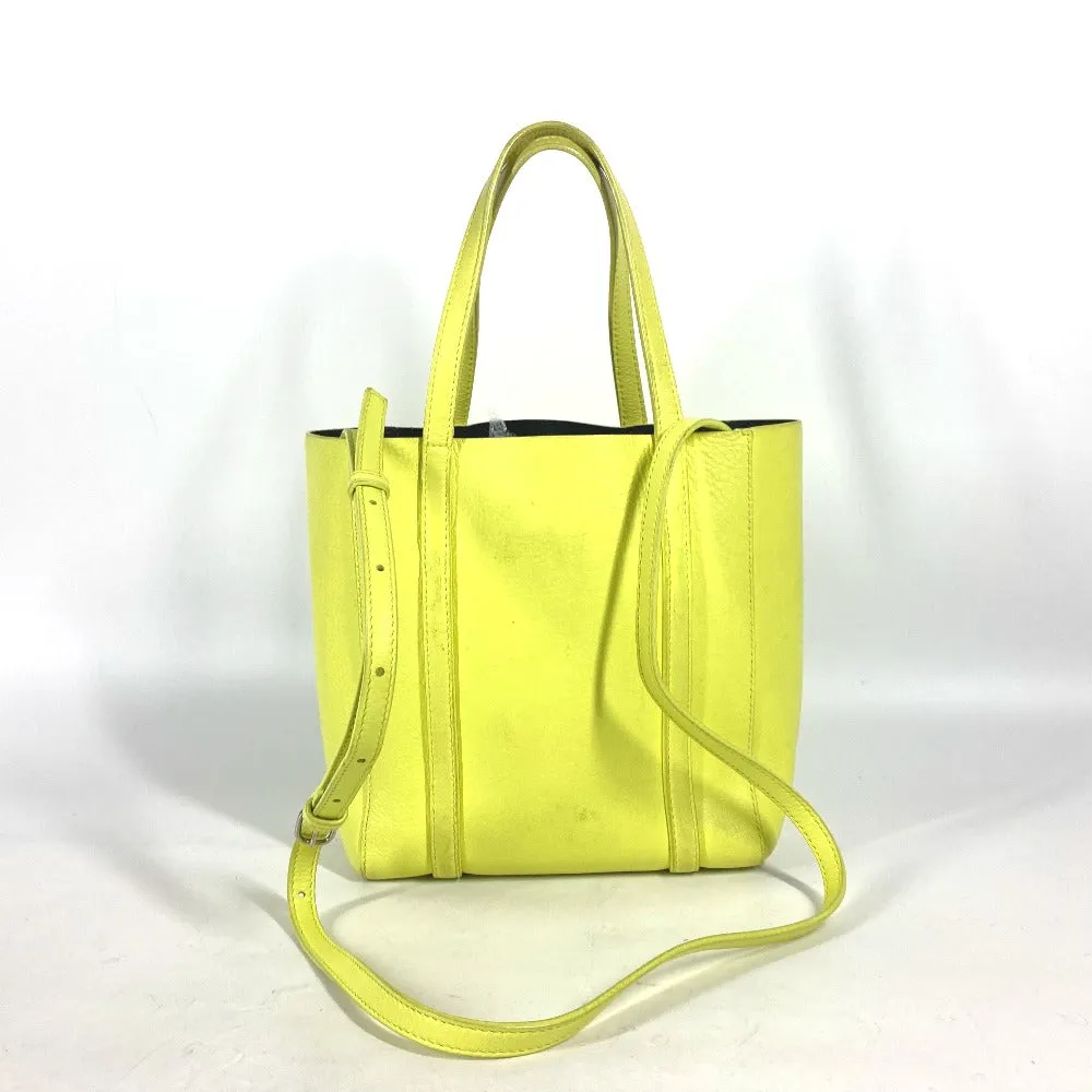 BALENCIAGA Shoulder Bag 551815 leather yellow logo Everyday Tote Bag XXS Women Used Authentic