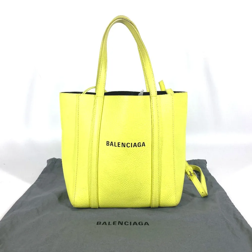 BALENCIAGA Shoulder Bag 551815 leather yellow logo Everyday Tote Bag XXS Women Used Authentic