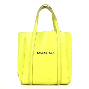 BALENCIAGA Shoulder Bag 551815 leather yellow logo Everyday Tote Bag XXS Women Used Authentic