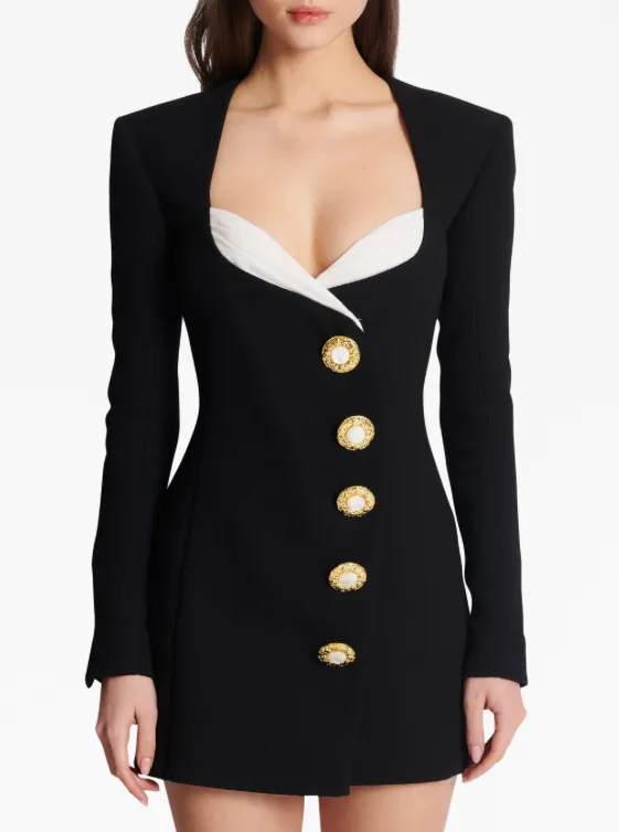 Balmain button-detailed layered dress