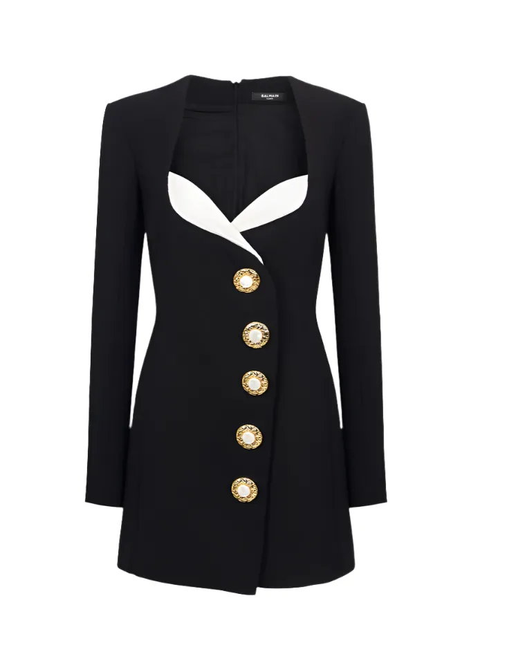 Balmain button-detailed layered dress