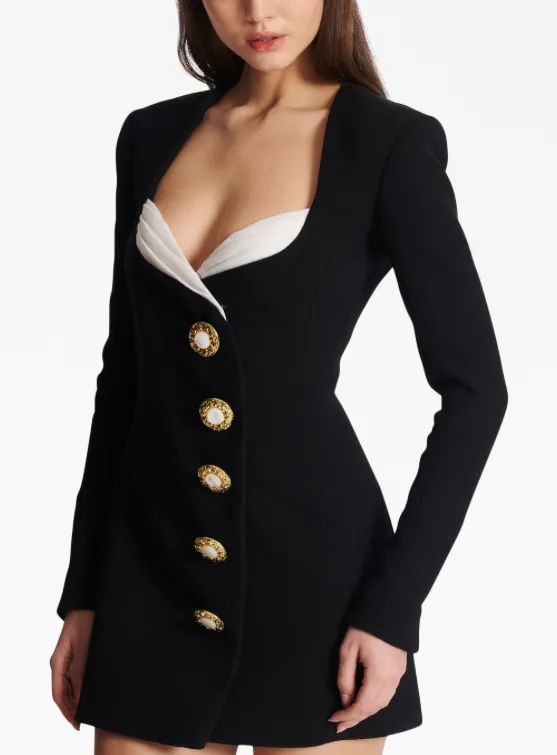 Balmain button-detailed layered dress