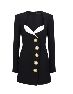 Balmain button-detailed layered dress