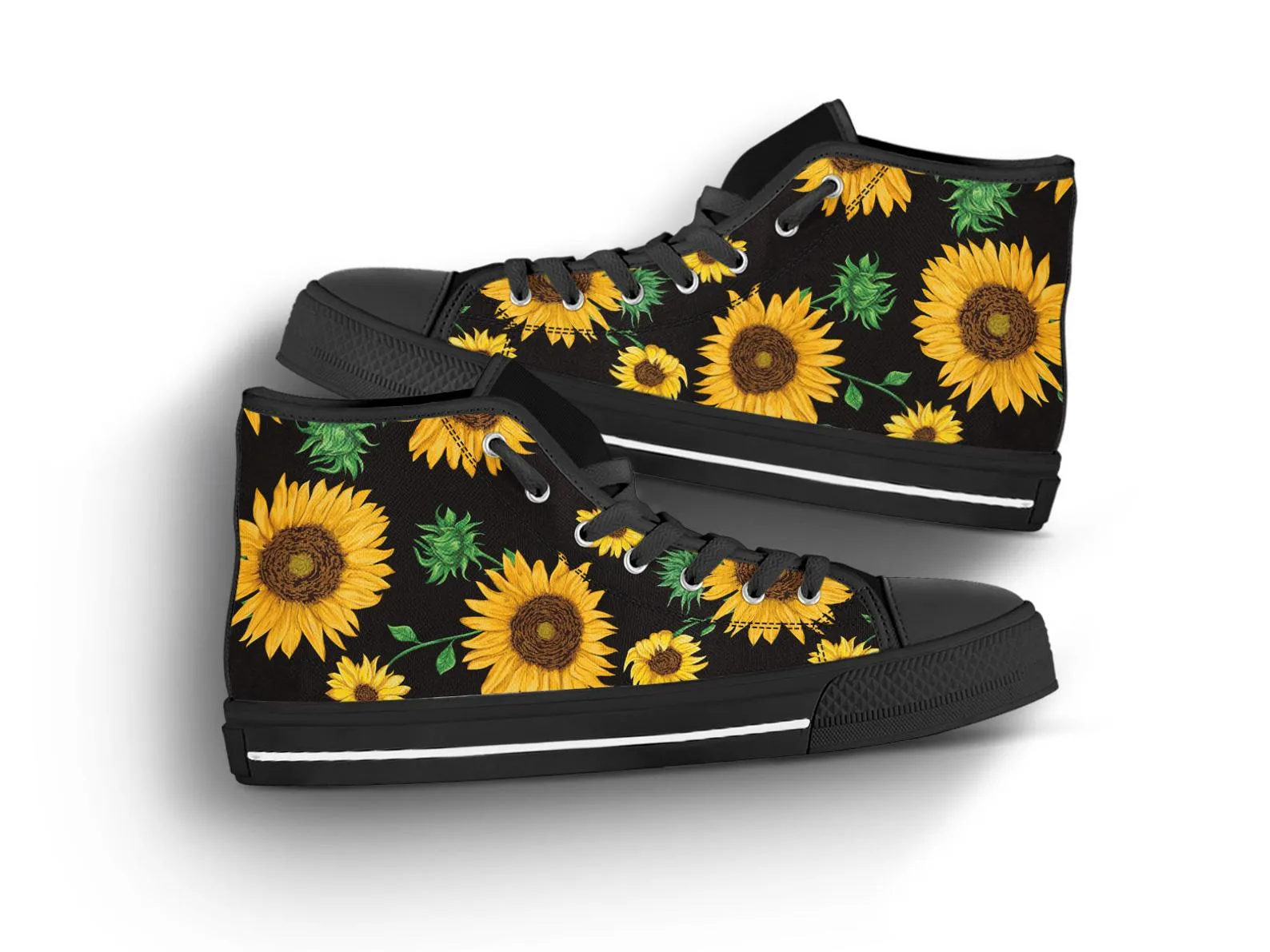 Best Sunflower Shoes Sunflower Sneakers Cute Shoes Sunflower Lover Gifts Custom High Top Converse Style Sneakers For Adults Women & Men