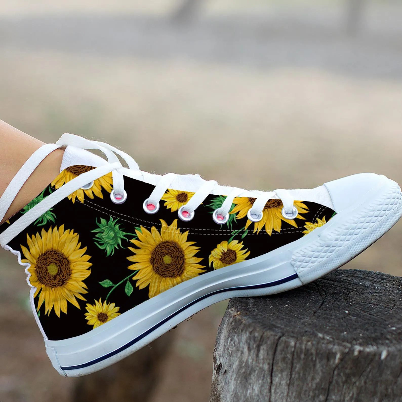 Best Sunflower Shoes Sunflower Sneakers Cute Shoes Sunflower Lover Gifts Custom High Top Converse Style Sneakers For Adults Women & Men