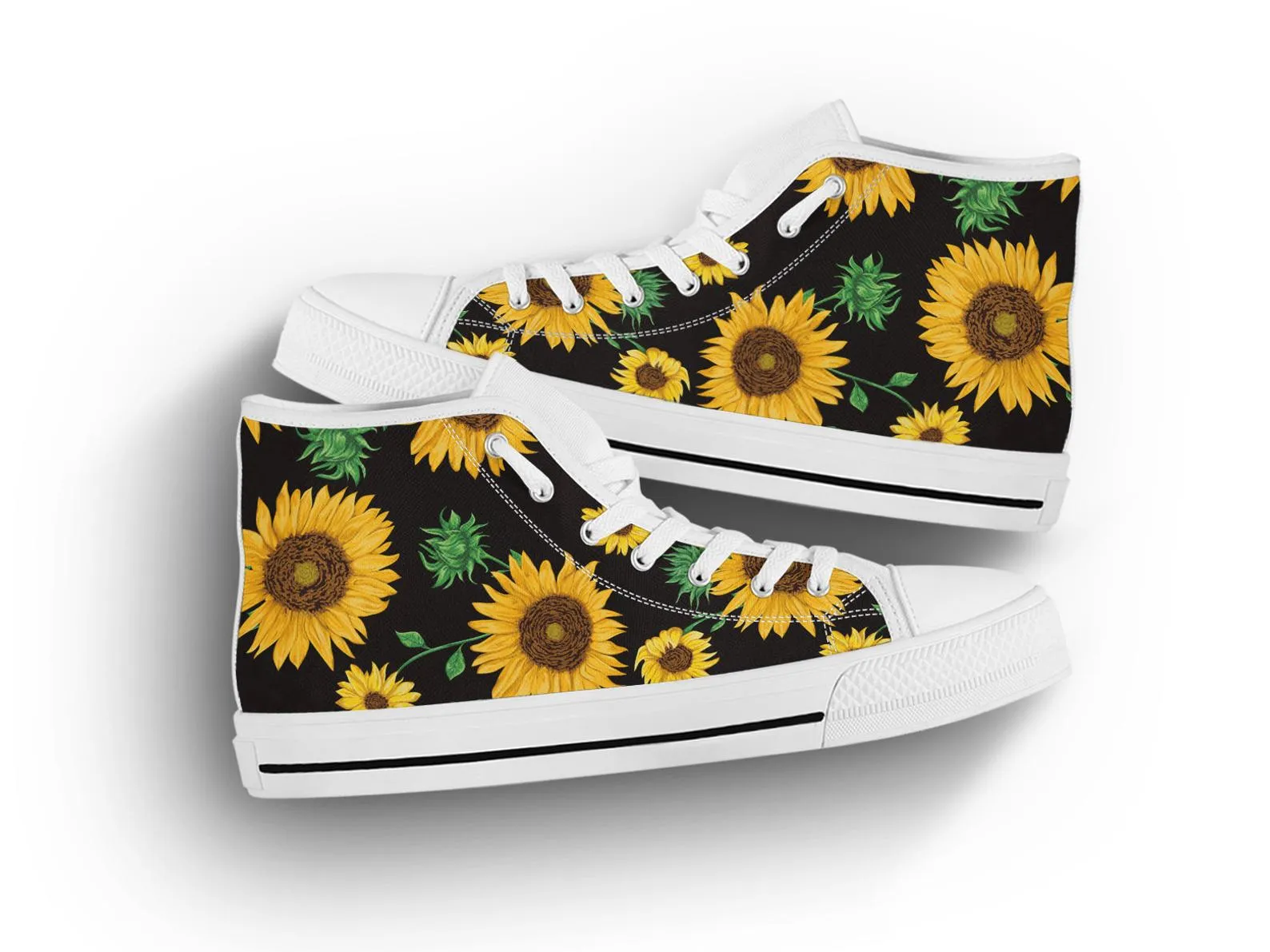 Best Sunflower Shoes Sunflower Sneakers Cute Shoes Sunflower Lover Gifts Custom High Top Converse Style Sneakers For Adults Women & Men