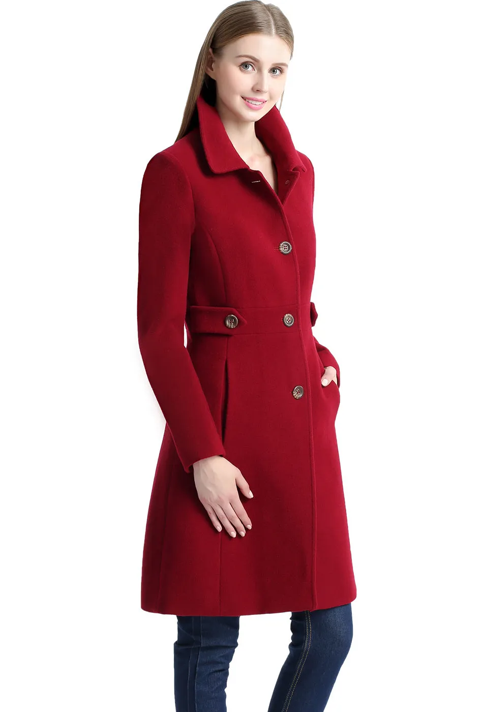 BGSD Women Heather Wool Walking Coat