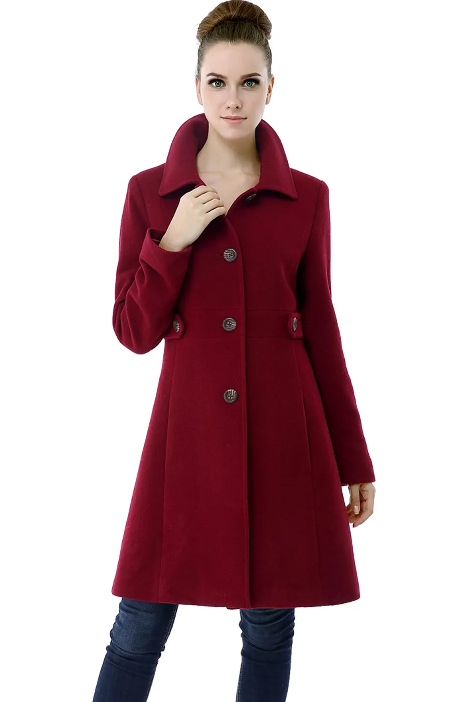 BGSD Women Heather Wool Walking Coat