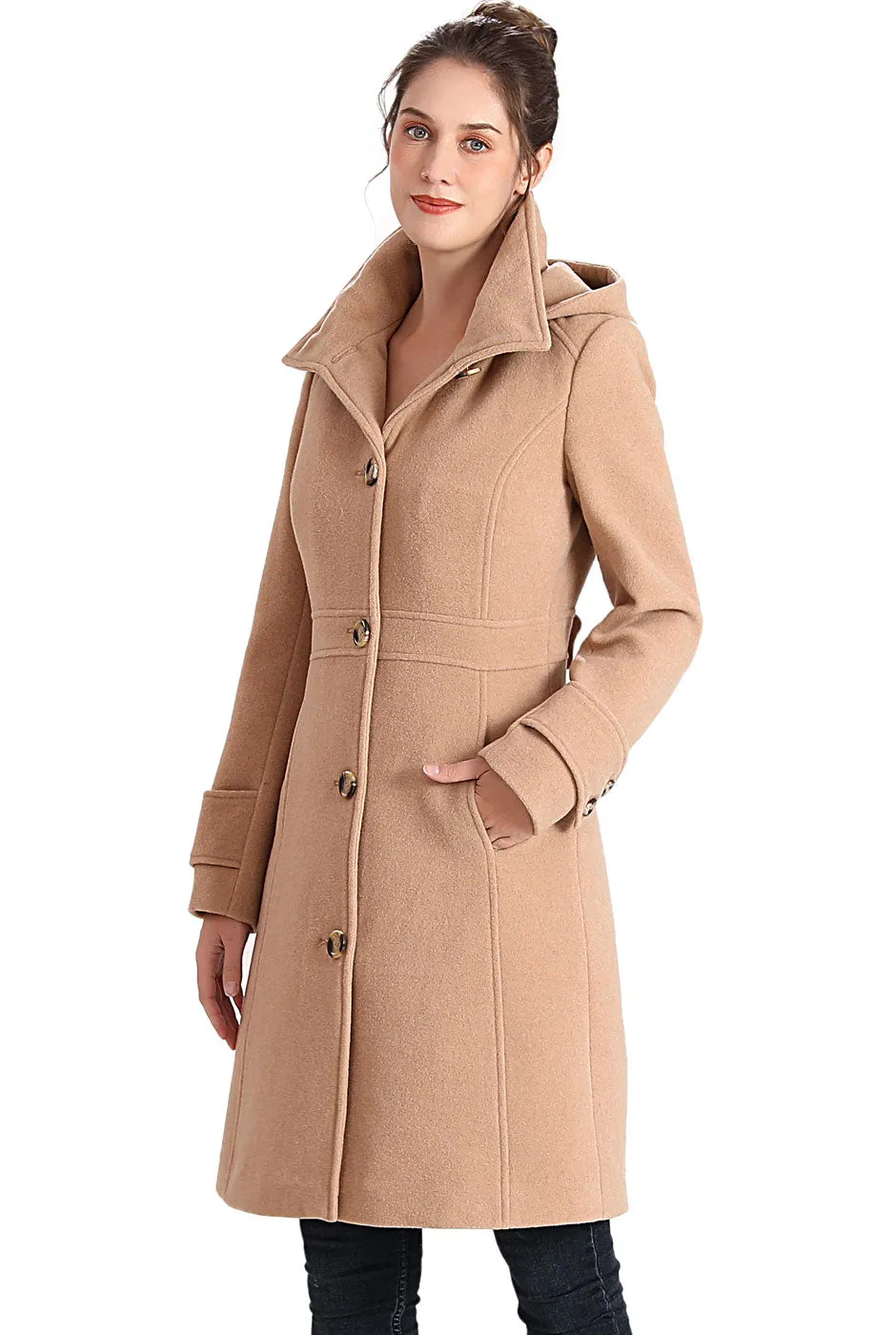 BGSD Women Jem Stand-Collar Wool Coat