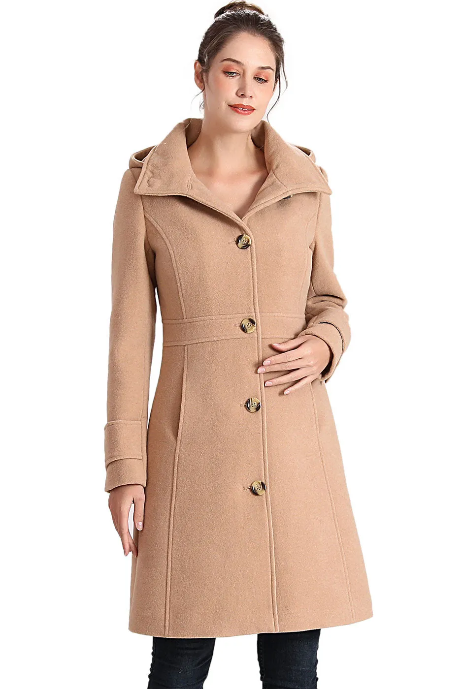 BGSD Women Jem Stand-Collar Wool Coat