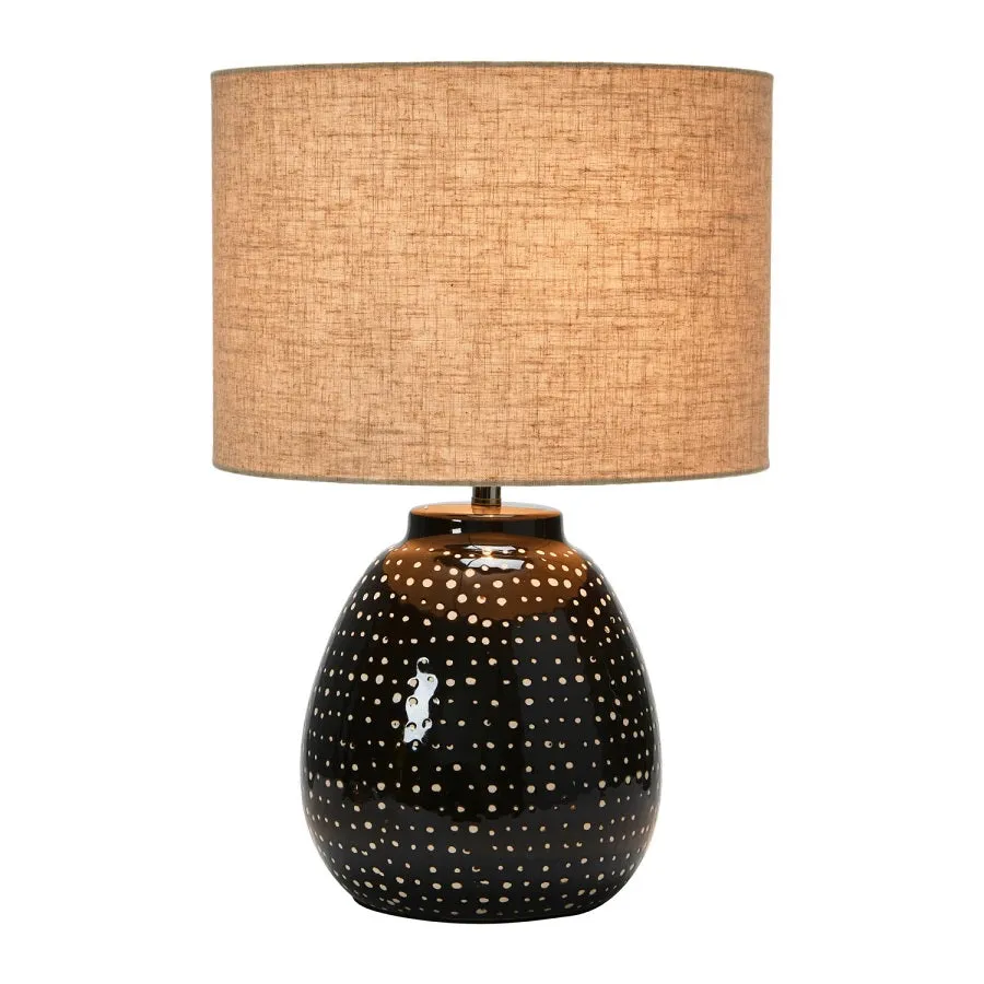 Black & White Dots Stoneware Table Lamp