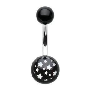 Black and White Star Gaze Navel Bar