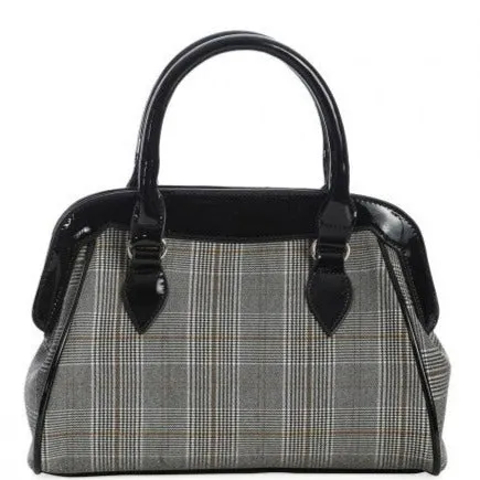 Black and White Tartan Check Handbag