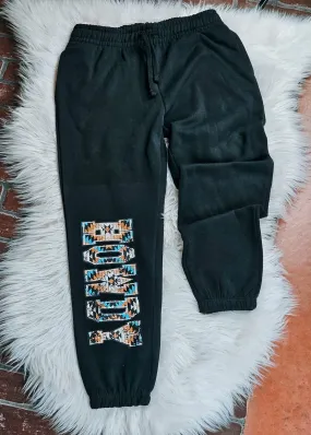 Black Aztec HOWDY Sweat Pants