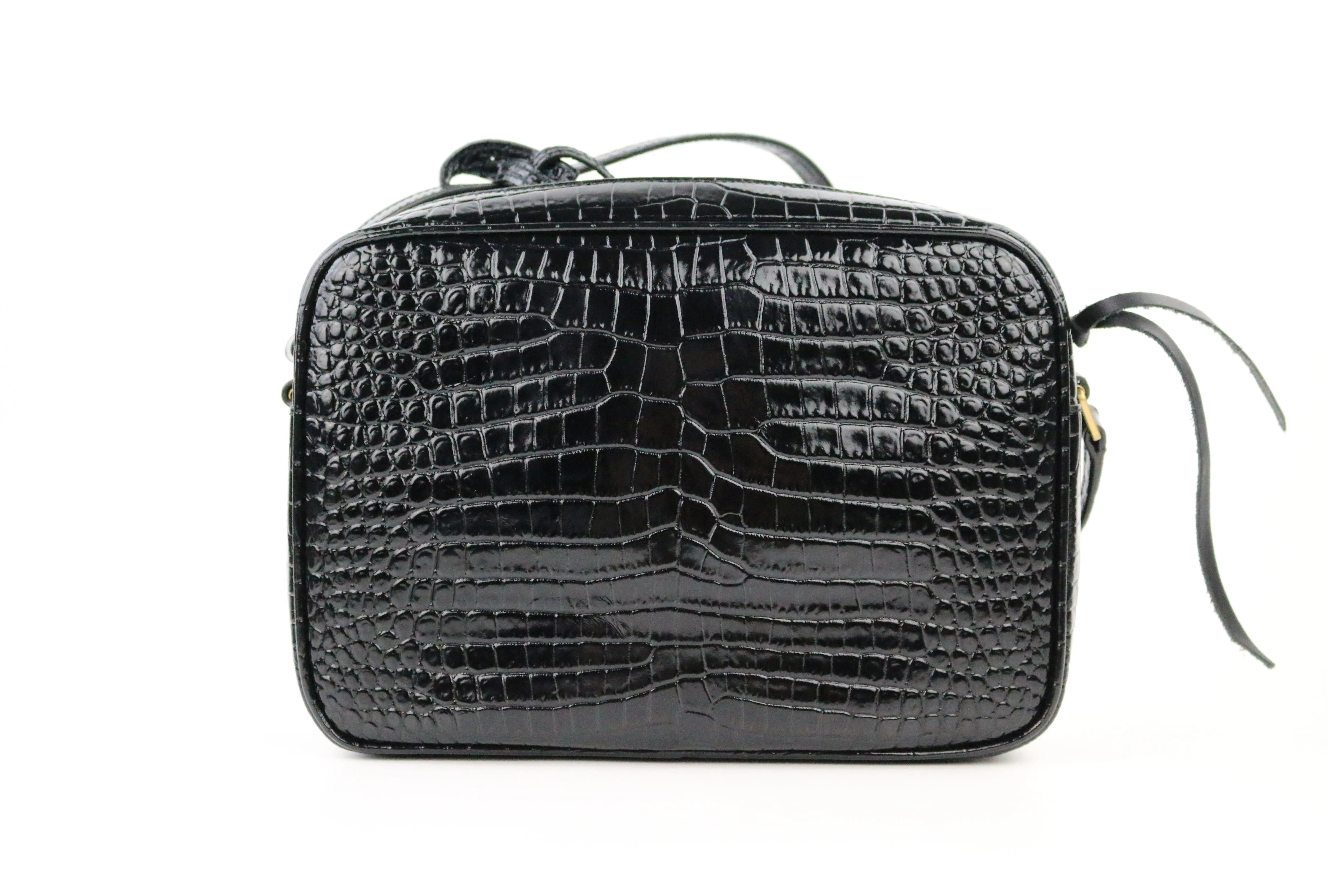 Black Croc Embossed Lou Camera Bag