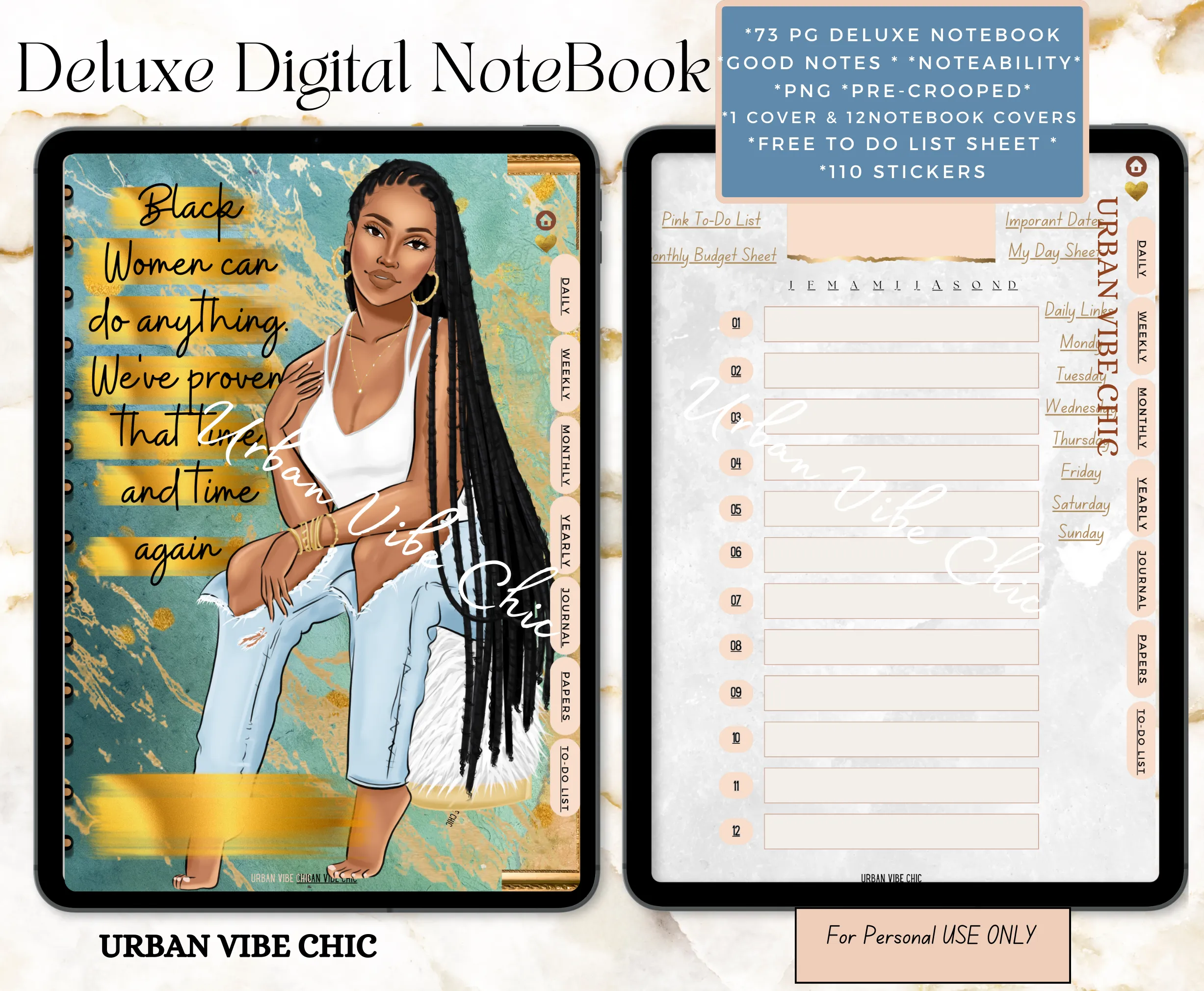 Black Girl Digital Planner, Nurse digital planner, Black Girl Digital Stickers, Pre-Cropped Stickers, Digital Notebook, Black Girl Templates