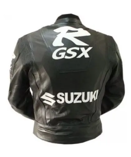 Black Suzuki motorycle jacket with armor protection